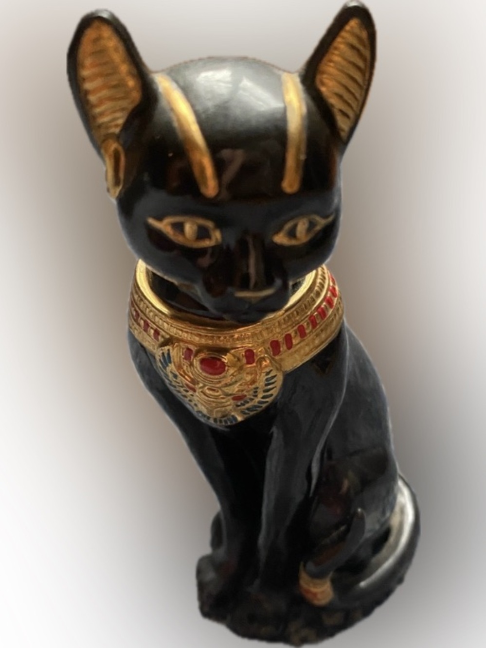 Vtg Lenox EGYPTIAN CAT GODDESS FIGURINE Porcelain Black Gold Accent 1995 Retired